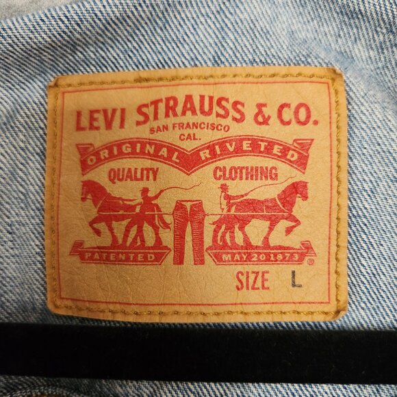 Levis Hybrid Hoodie Trucker Jacket Mens Large L Blue Gray 100% Cotton Denim EUC - Picture 3 of 8